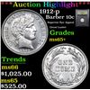 Image 1 : ***Auction Highlight*** 1912-p Barber Dime 10c Graded GEM+ Unc By USCG (fc)