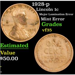 1928-p Lincoln Cent 1c Grades vf++