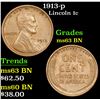 Image 1 : 1913-p Lincoln Cent 1c Grades Select Unc BN