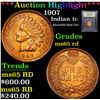 Image 1 : ***Auction Highlight*** 1907 Indian Cent 1c Graded GEM Unc RD By USCG (fc)