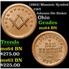 Image 1 : (1863) Masonic Symbol Civil War Token 1c Grades Choice Unc BN