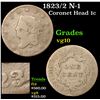 Image 1 : 1823/2 N-1 Coronet Head Large Cent 1c Grades vg+