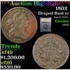 Image 1 : ***Auction Highlight*** 1802 Draped Bust Large Cent 1c Graded vf++ By USCG (fc)