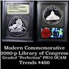 Image 1 : 2000-p Library of Congress Modern Commem Dollar $1 Graded GEM++ Proof Deep Cameo By USCG