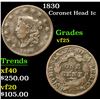 Image 1 : 1830 Coronet Head Large Cent 1c Grades vf+