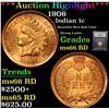 Image 1 : ***Auction Highlight*** 1906 Indian Cent 1c Graded GEM+ Unc RD By USCG (fc)