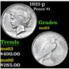 Image 1 : 1921-p Peace Dollar $1 Grades Select Unc