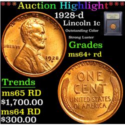 ***Auction Highlight*** 1928-d Lincoln Cent 1c Graded Choice+ Unc RD By USCG (fc)