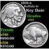 Image 1 : 1921-s Buffalo Nickel 5c Grades vf+