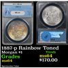 Image 1 : ANACS 1887-p Rainbow Toned Morgan Dollar $1 Graded Choice Unc By ANACS