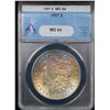 Image 2 : ANACS 1887-p Rainbow Toned Morgan Dollar $1 Graded Choice Unc By ANACS