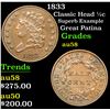 Image 1 : 1833 Classic Head half cent 1/2c Grades Choice AU/BU Slider