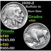 Image 1 : 1920-d Buffalo Nickel 5c Grades vf+
