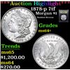 Image 1 : ***Auction Highlight*** 1878-p 7tf Morgan Dollar $1 Graded Choice+ Unc By USCG (fc)