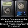 Image 1 : 1992-d Columbus Modern Commem Half Dollar 50c Graded ms70, Perfection By USCG