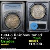 Image 1 : PCGS 1904-o Rainbow toned Morgan Dollar $1 Graded Choice Unc By PCGS