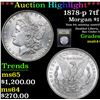 Image 1 : ***Auction Highlight*** 1878-p 7tf Morgan Dollar $1 Graded Choice+ Unc By USCG (fc)