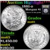Image 1 : ***Auction Highlight*** 1881-o Morgan Dollar $1 Graded GEM Unc By USCG (fc)