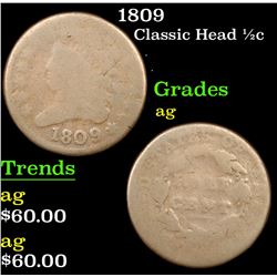 1809 Classic Head half cent 1/2c Grades ag