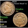Image 1 : 1832 Classic Head half cent 1/2c Grades f, fine