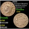 Image 1 : 1832 Coronet Head Large Cent 1c Grades vf++