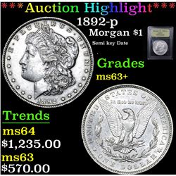 ***Auction Highlight*** 1892-p Morgan Dollar $1 Graded Select+ Unc By USCG (fc)