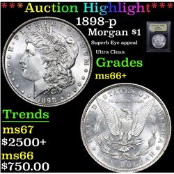 ***Auction Highlight*** 1898-p Morgan Dollar $1 Graded GEM++ Unc By USCG (fc)