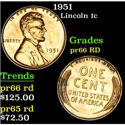 1951 Lincoln Cent 1c Grades Gem+ Proof Red