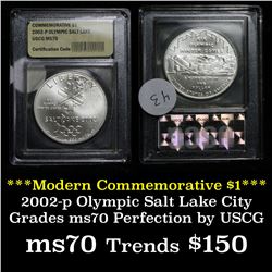 2002-p Olympic Salt Lake Modern Commem Dollar $1 Graded ms70, Perfection By USCG