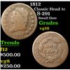 Image 1 : 1812 Classic Head Large Cent 1c Grades vg+