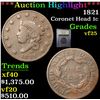 Image 1 : ***Auction Highlight*** 1821 Coronet Head Large Cent 1c Graded vf+ By USCG (fc)