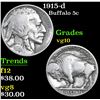 Image 1 : 1915-d Buffalo Nickel 5c Grades vg+