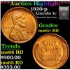 Image 1 : ***Auction Highlight*** 1920-p Lincoln Cent 1c Graded Gem+ Unc RD By USCG (fc)
