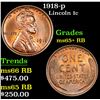 Image 1 : 1918-p Lincoln Cent 1c Grades Gem+ Unc RB