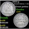 Image 1 : 1853-p Seated Liberty Half Dime 1/2 10c Grades Choice AU