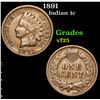 Image 1 : 1891 Indian Cent 1c Grades vf+