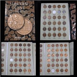 Partial Lincoln cent book 1937-1974, 87 coins . .