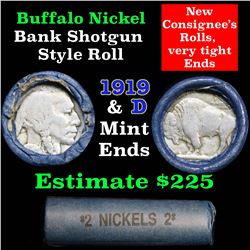 Buffalo Nickel Shotgun Roll in Old Bank Style Wrapper 1919 & d Mint Ends (fc)