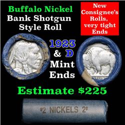 Buffalo Nickel Shotgun Roll in Old Bank Style Wrapper 1923 & d Mint Ends (fc)
