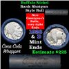 Image 1 : Buffalo Nickel Shotgun Roll in Old Bank Style Wrapper 1919 & 1928-d Mint Ends
