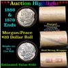 Image 1 : ***Auction Highlight*** Full Morgan/Peace silver dollar roll $20, 1886 & 1879 ends Mixed dates  (fc)