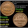 Image 1 : 1863 Benjamin & Herrick Civil War Token 1c Grades Select Unc BN