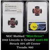 Image 1 : NGC 1942-p Mint Error Lincoln Cent 1c Graded ms65 rb By NGC