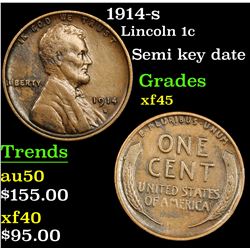 1914-s Lincoln Cent 1c Grades xf+