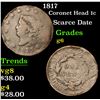 Image 1 : 1817 Coronet Head Large Cent 1c Grades g+