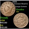 Image 1 : 1831 Coronet Head Large Cent 1c Grades f+