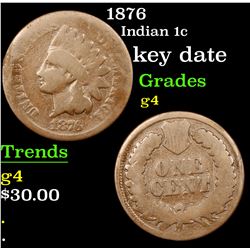 1876 Indian Cent 1c Grades g, good