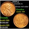 Image 1 : 1919-p Lincoln Cent 1c Grades Choice+ Unc RD