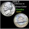 Image 1 : 1955-d Jefferson Nickel 5c Grades Choice+ Unc