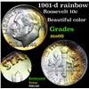 Image 1 : 1961-d rainbow toned Roosevelt Dime 10c Grades GEM+ Unc